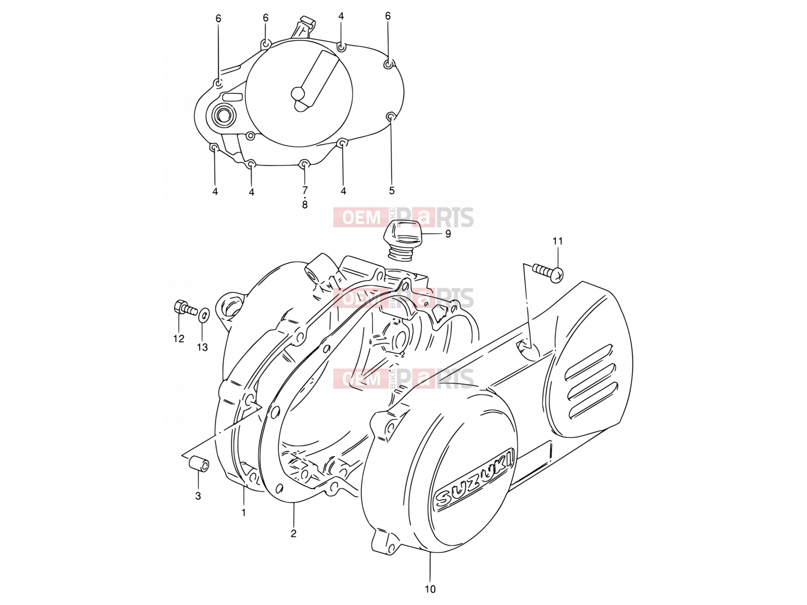 SUZUKI DS80 Y (2000) (E03,E28,E33) 3 - CRANKCASE COVER