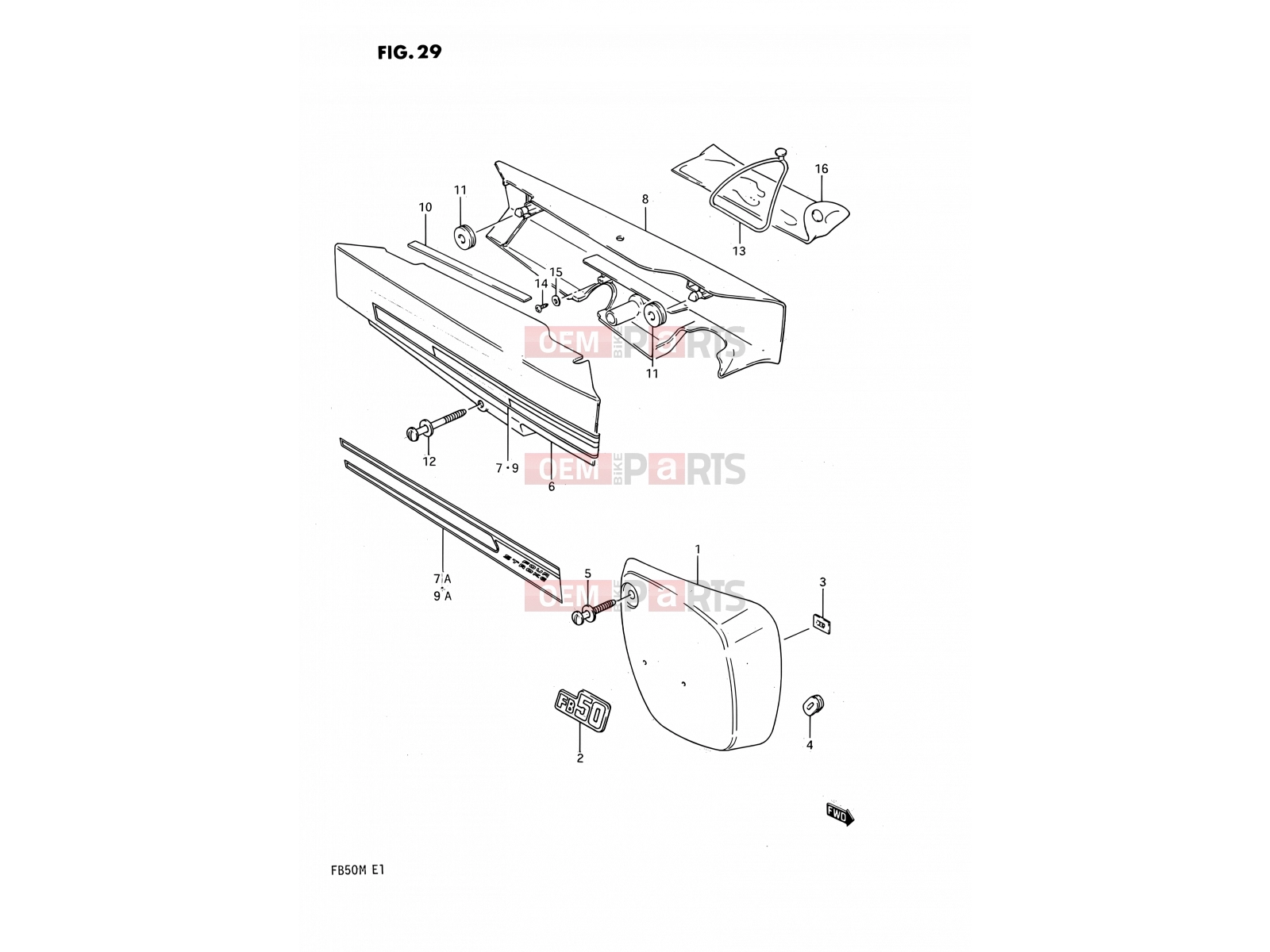 SUZUKI FB50 M (1991) 29 - FRAME COVER