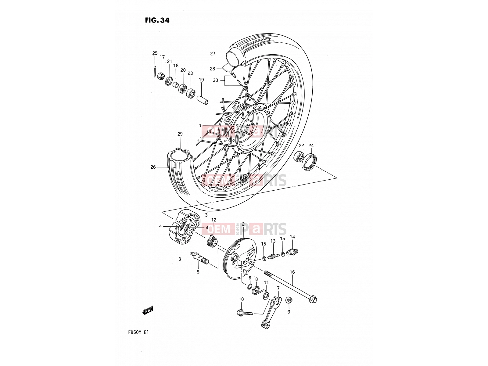SUZUKI FB50 M (1991) 34 - FRONT WHEEL