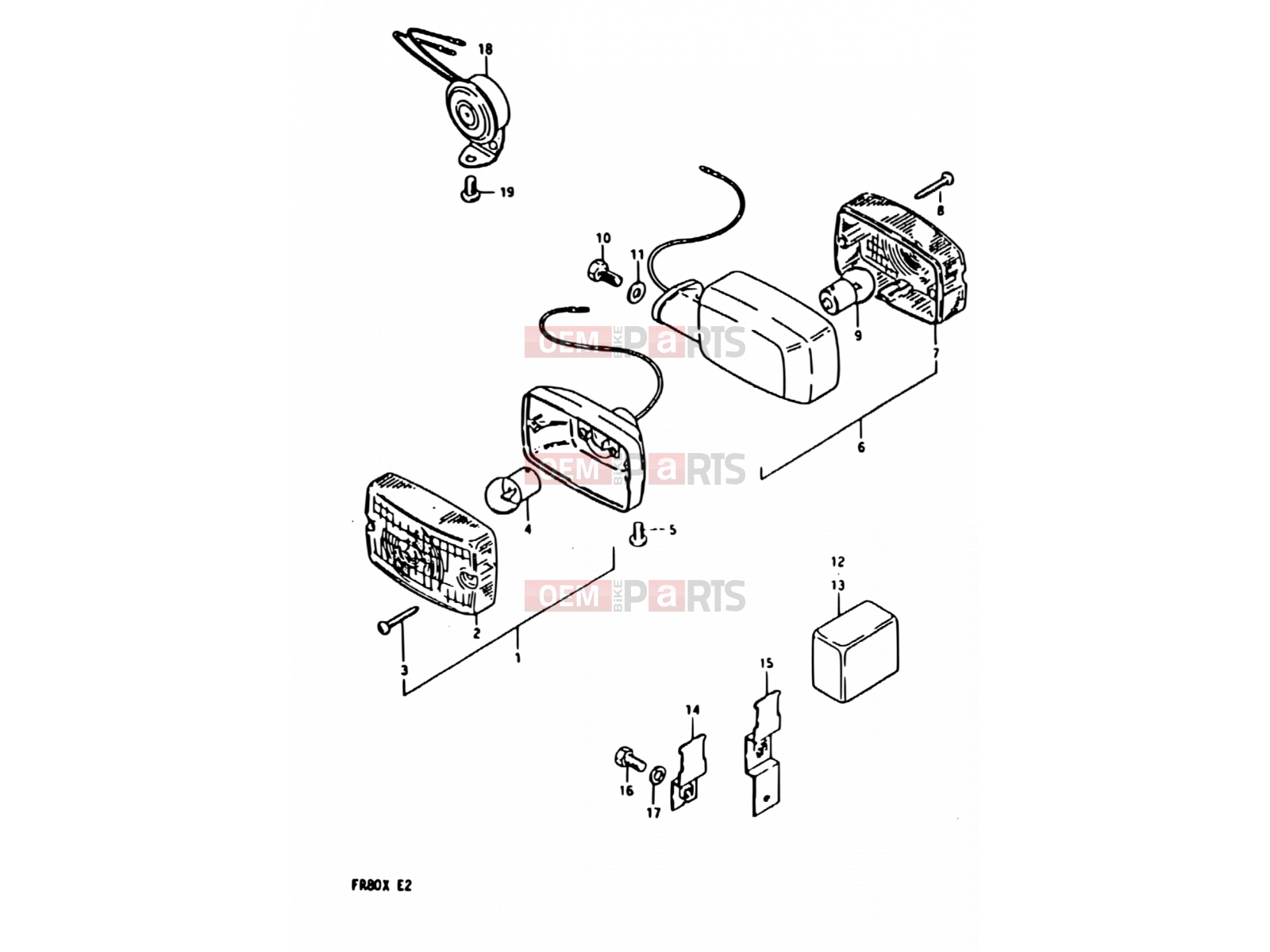 SUZUKI FR80 X (1999) 21 - TURN SIGNAL LAMP (E08, E12, E14, E95)