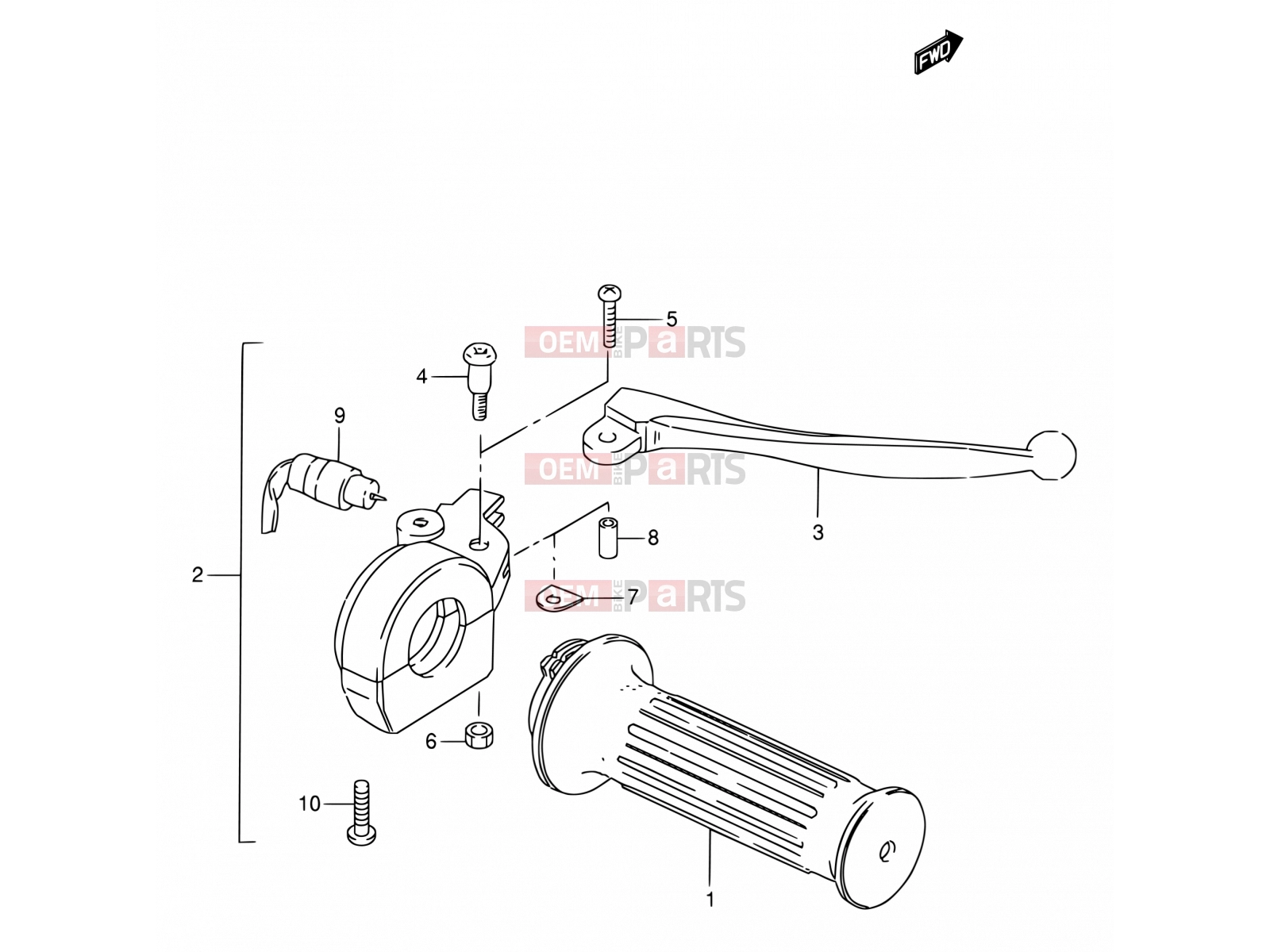 SUZUKI FZ50N P (1993) 48 - RIGHT HANDLE SWITCH (E06, E09, E10, E24, E25, E26)
