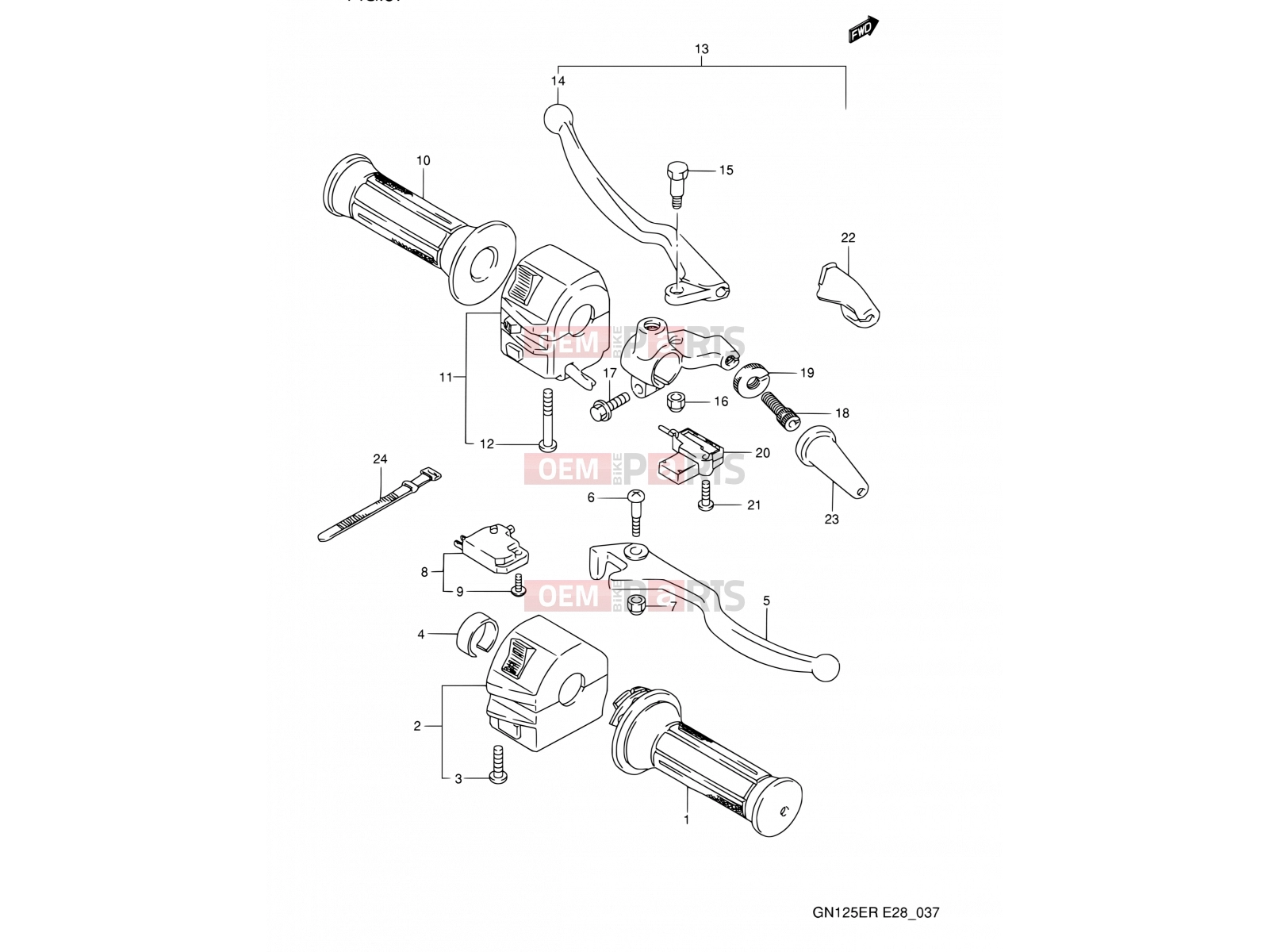 SUZUKI GN125E P (1993) (E03,E28,E33) 37 - HANDLE SWITCH