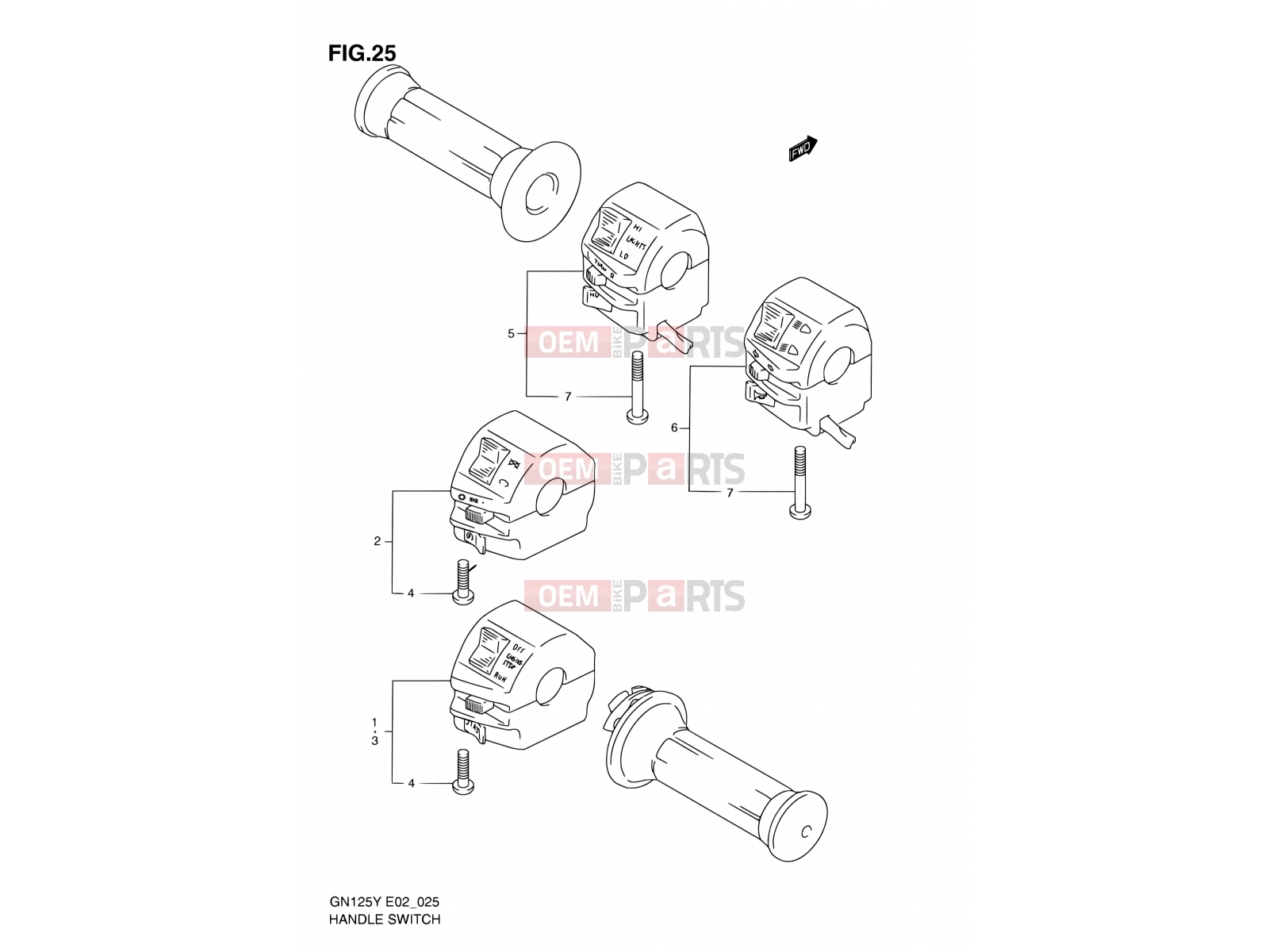SUZUKI GN125E X (1999) 25 - HANDLE SWITCH
