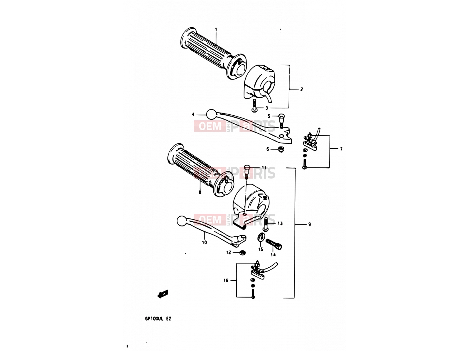 SUZUKI GP100 / GP100E D (1983) 51 - RIGHT HANDLE SWITCH
