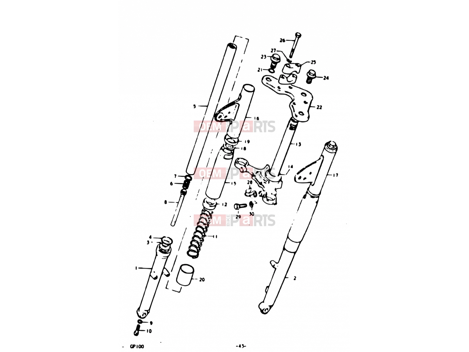 SUZUKI GP100U C (1978) 43 - FRONT FORK (E06)