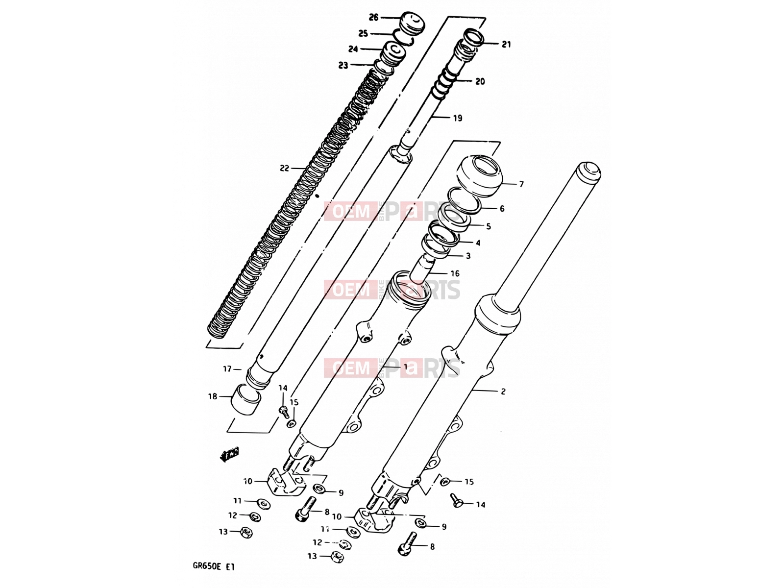 SUZUKI GR650 / GR650X E (1984) 53 - FRONT DAMPER (GR650D/E)