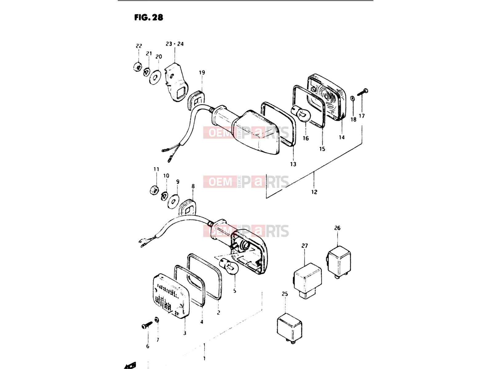 SUZUKI GS1100G F (1985) 28 - TURN SIGNAL LAMP (E02, E04, E15, E16, E17, E18, E22, E26)