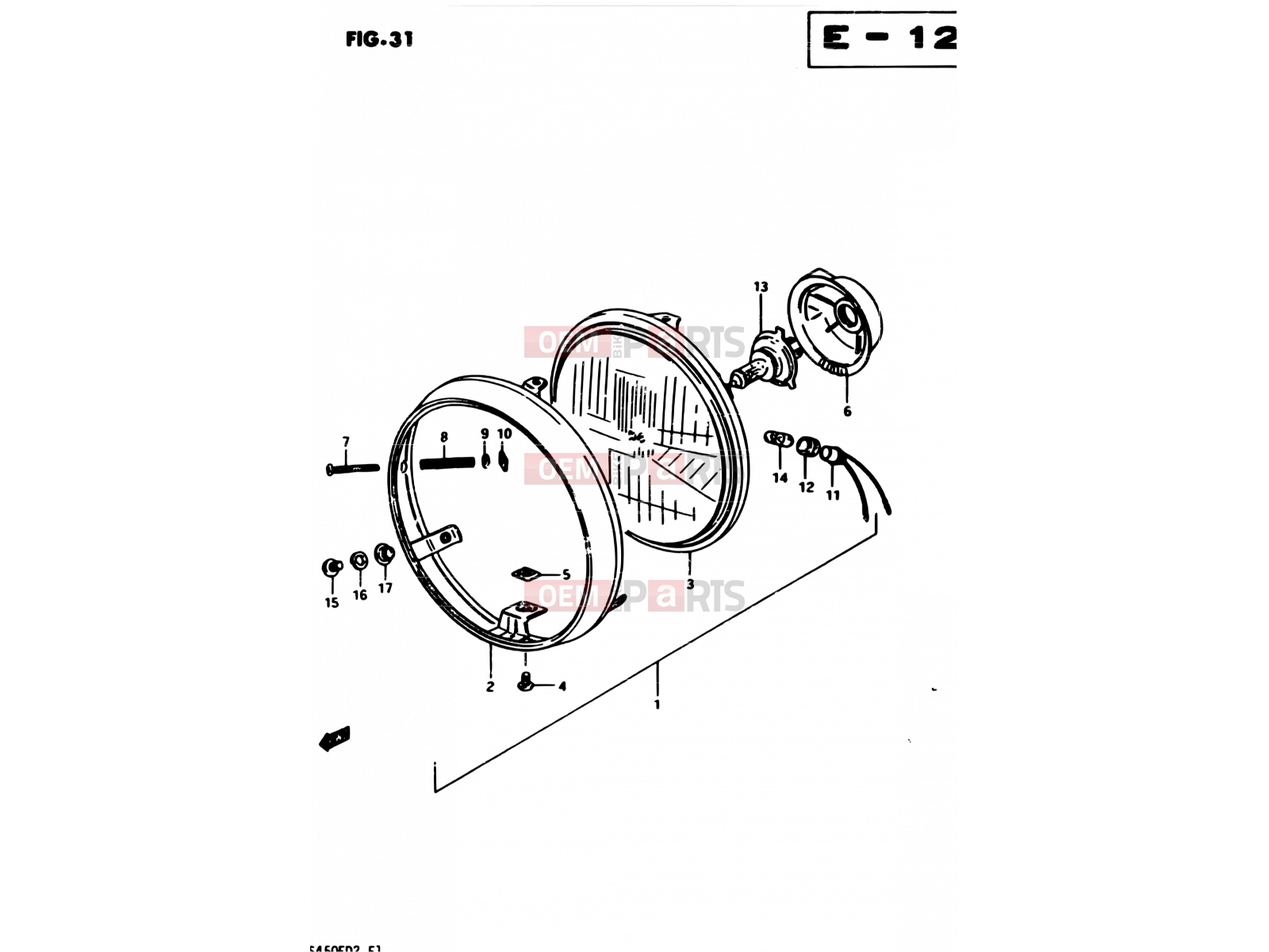 SUZUKI GS450L D (1983) 31 - HEADLAMP (E15, E21, E25, E34, E39)