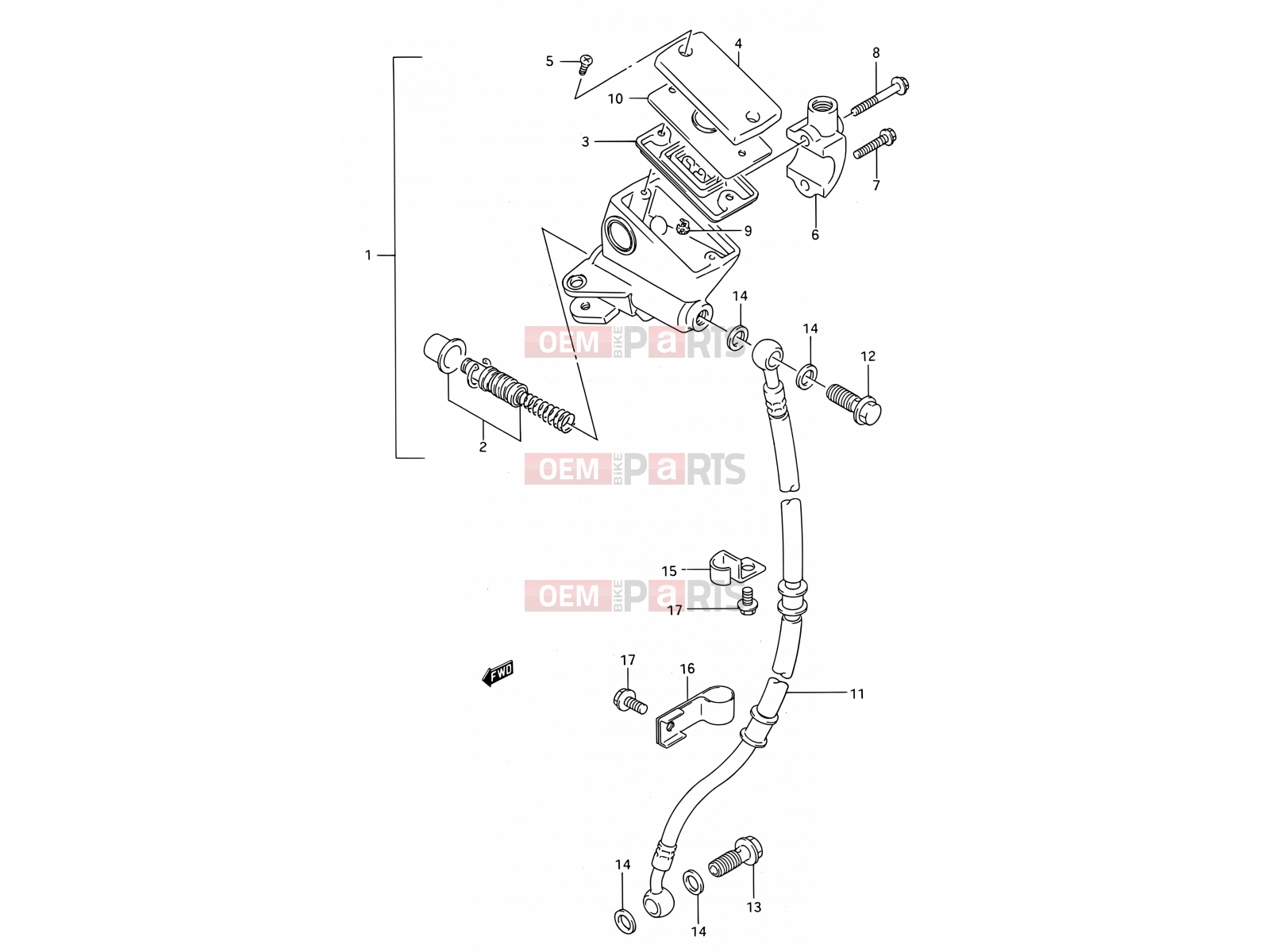 SUZUKI GS500E N (1992) (E28) 46 - FRONT MASTER CYLINDER