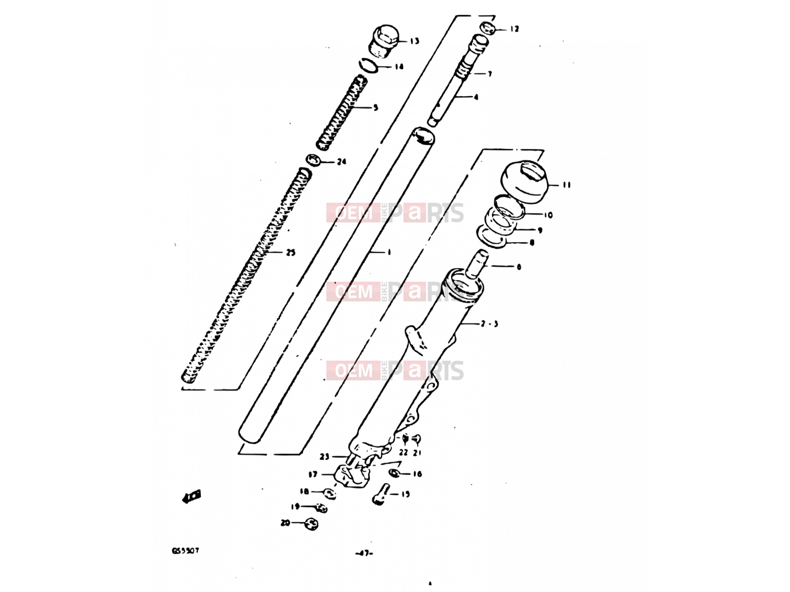 SUZUKI GS550E T (1996) 47 - FRONT FORK (DOUBLE DISK)