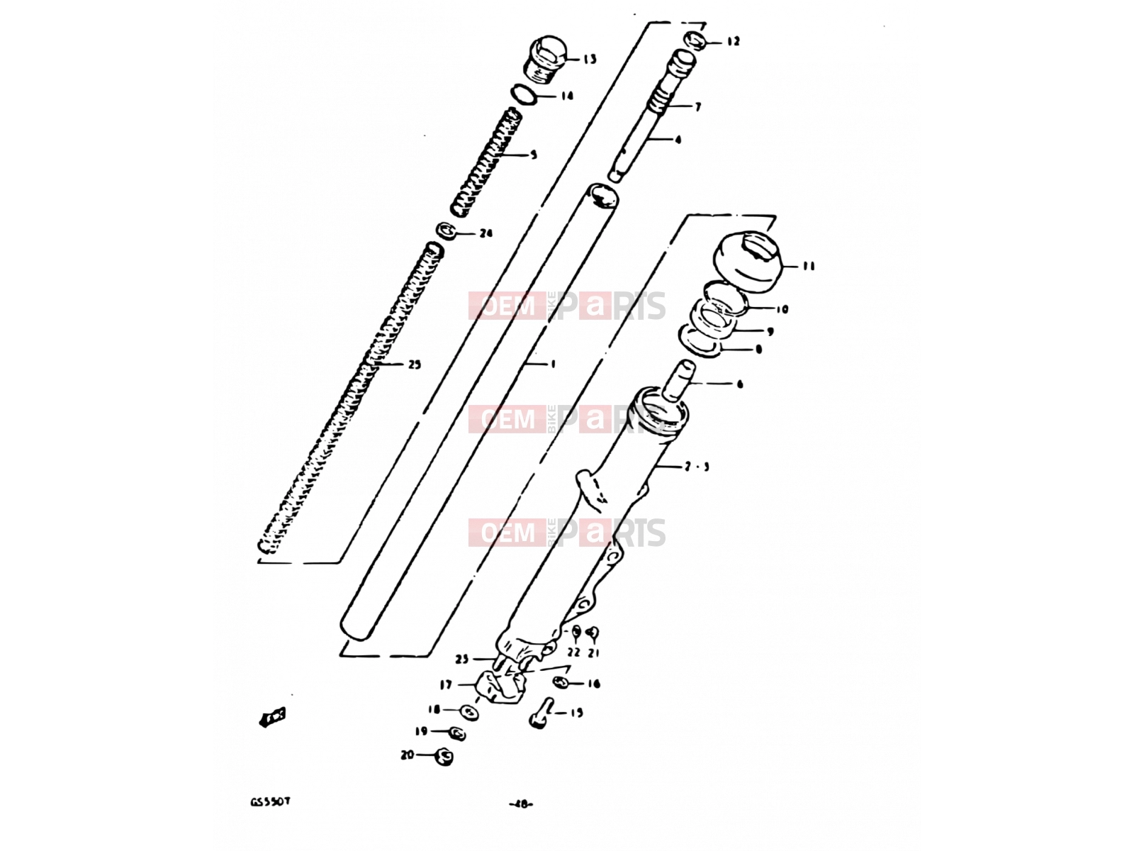 SUZUKI GS550E T (1996) 48 - FRONT FORK (SINGLE DISK)