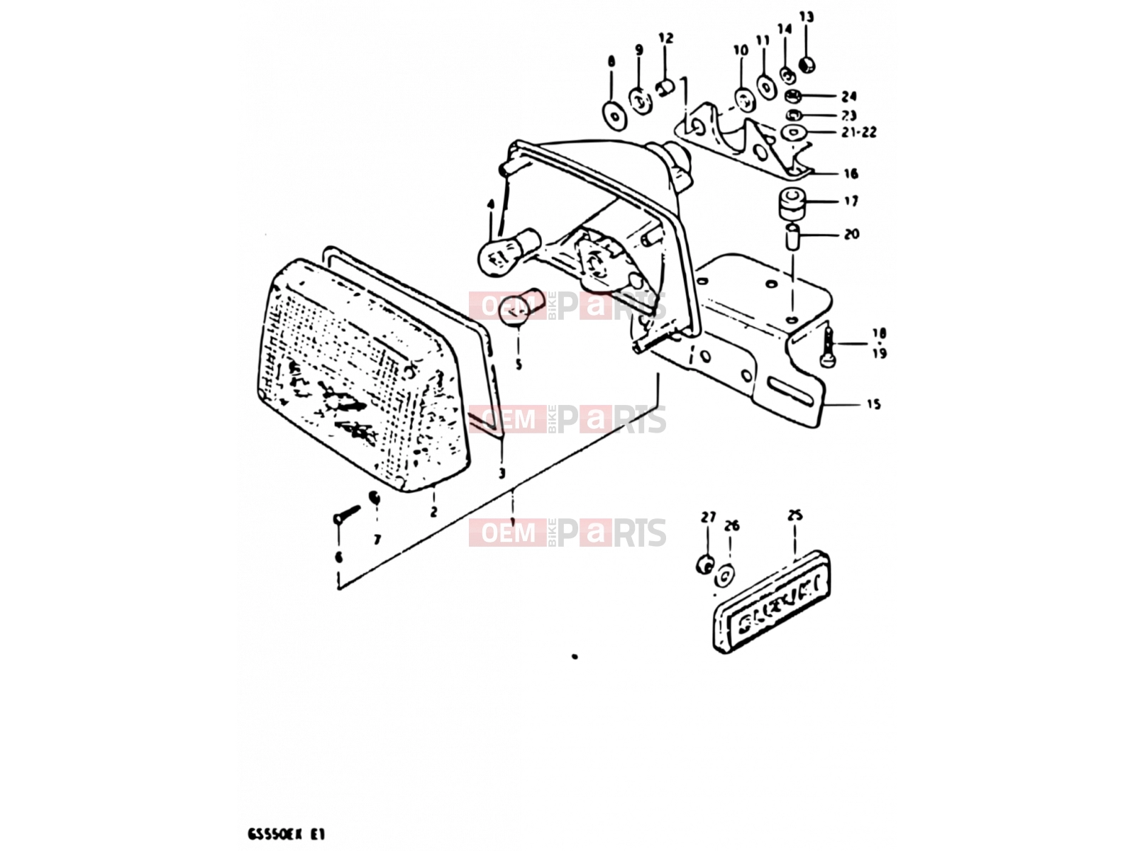 SUZUKI GS550E X (1999) 32 - REAR COMBINATION LAMP (E02, E04, E21)