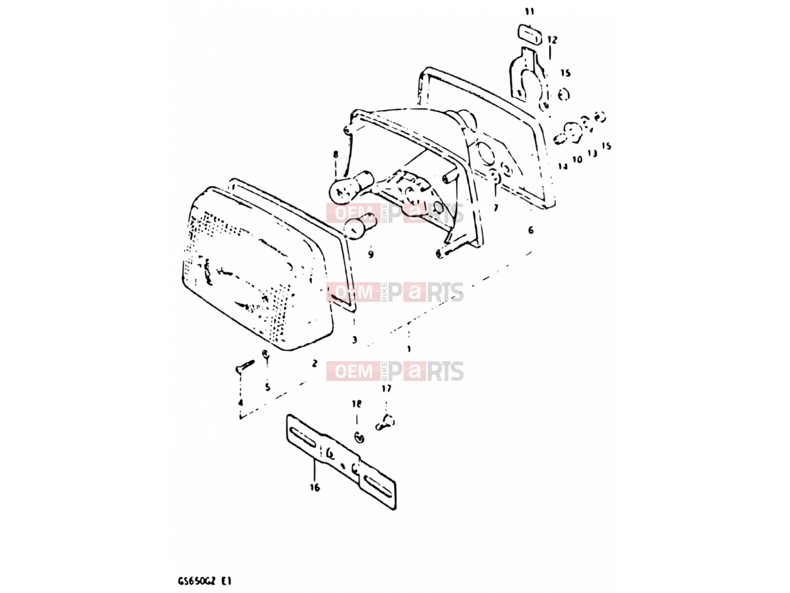 SUZUKI GS650G X (1999) 39 - REAR COMBINATION LAMP (E02, E04, E21)