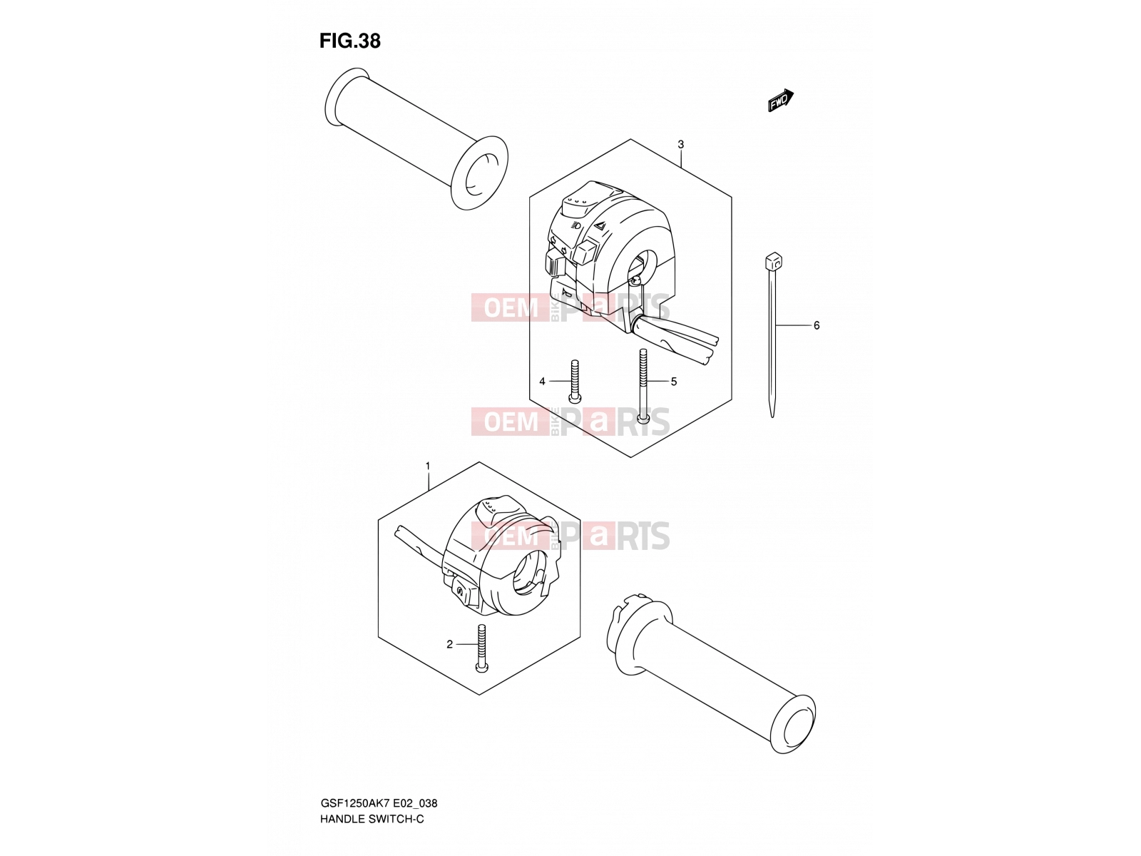 SUZUKI GSF1250 K7 (2007) Bandit (E02,E19,E24,E37) 38 - HANDLE SWITCH