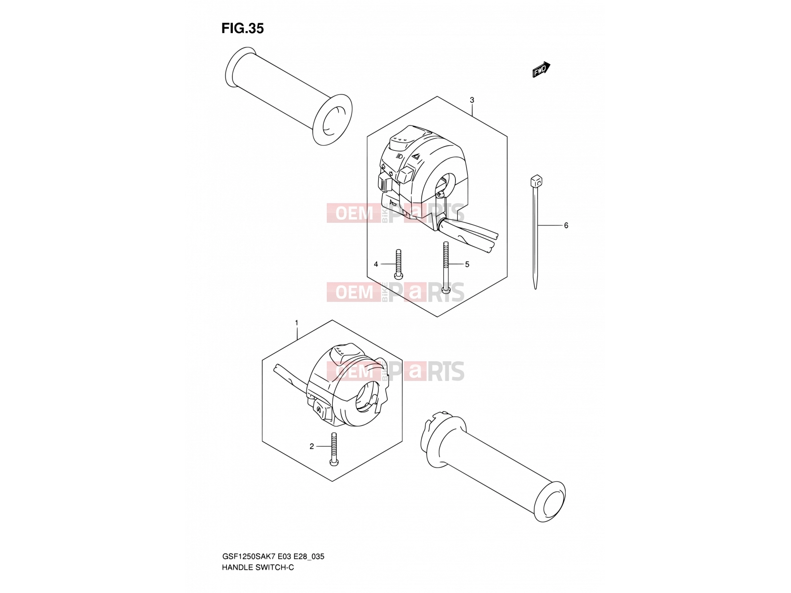 SUZUKI GSF1250SA K7 (2007) Bandit (E03,E28,E33) 35 - HANDLE SWITCH
