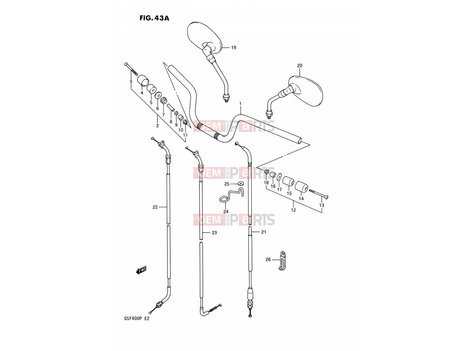 SUZUKI GSF400 P (1993) Bandit (E02) 43A - HANDLEBAR (E30)