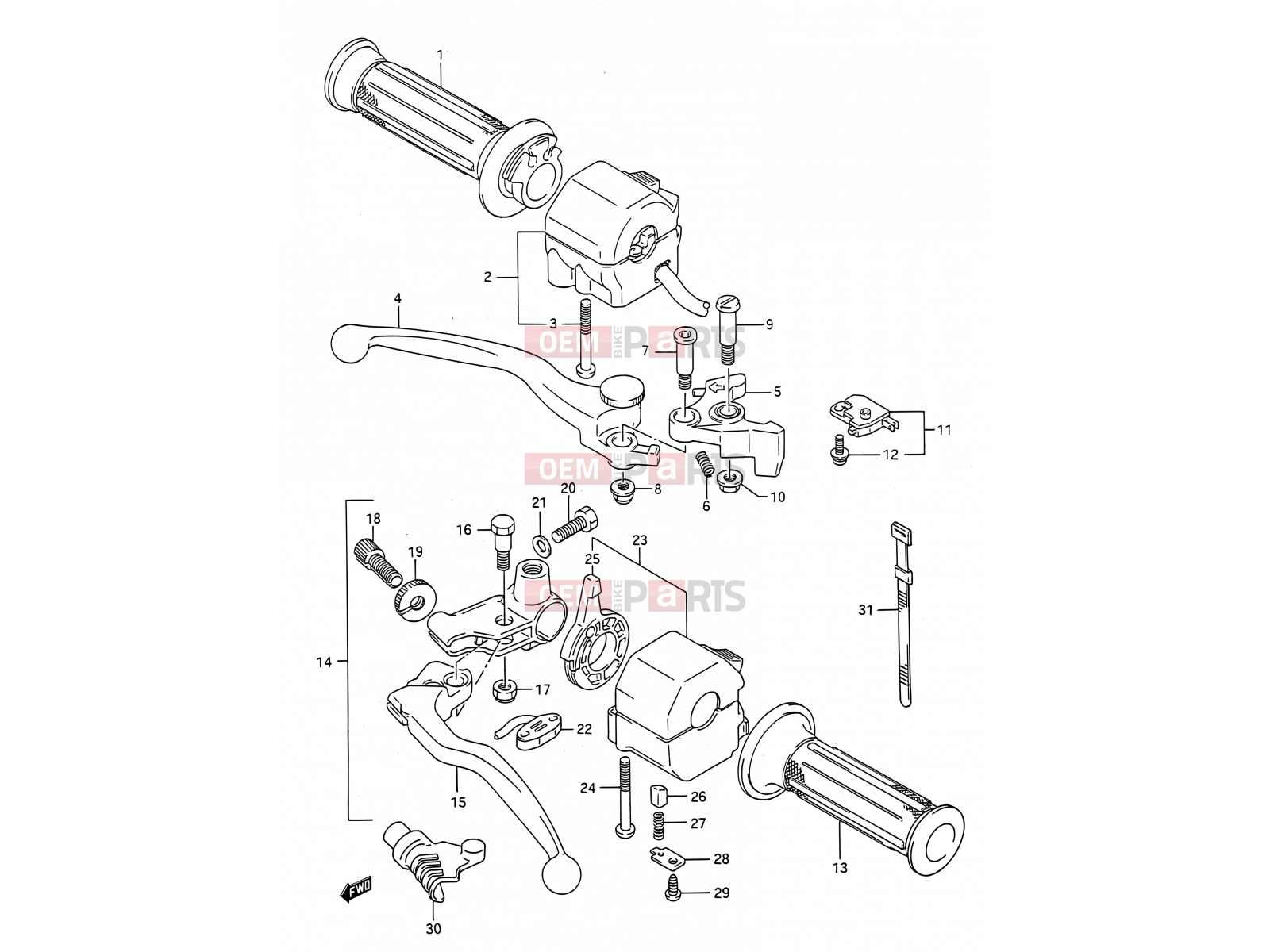SUZUKI GSF400 P (1993) Bandit (E03,E28,E33) 43 - HANDLE SWITCH