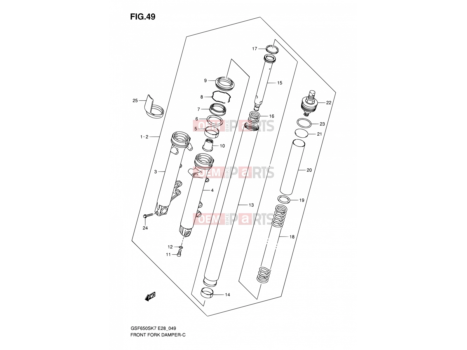SUZUKI GSF650S K7 (2007) Bandit (E28) 49 - FRONT FORK DAMPER