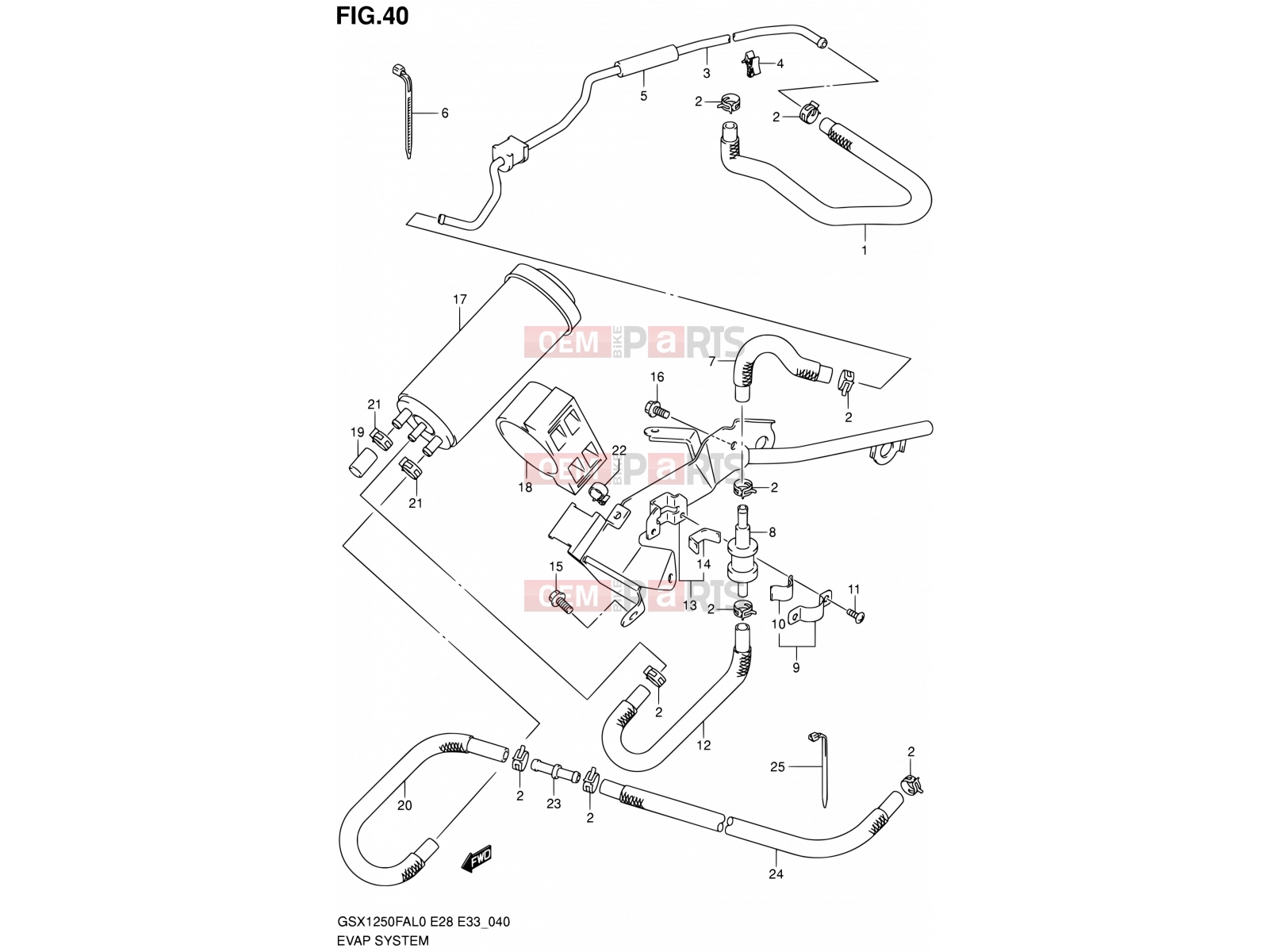SUZUKI GSX1250FA L0 (2010) Bandit (E03,E28,E33) 40 - EVAP SYSTEM (E33)