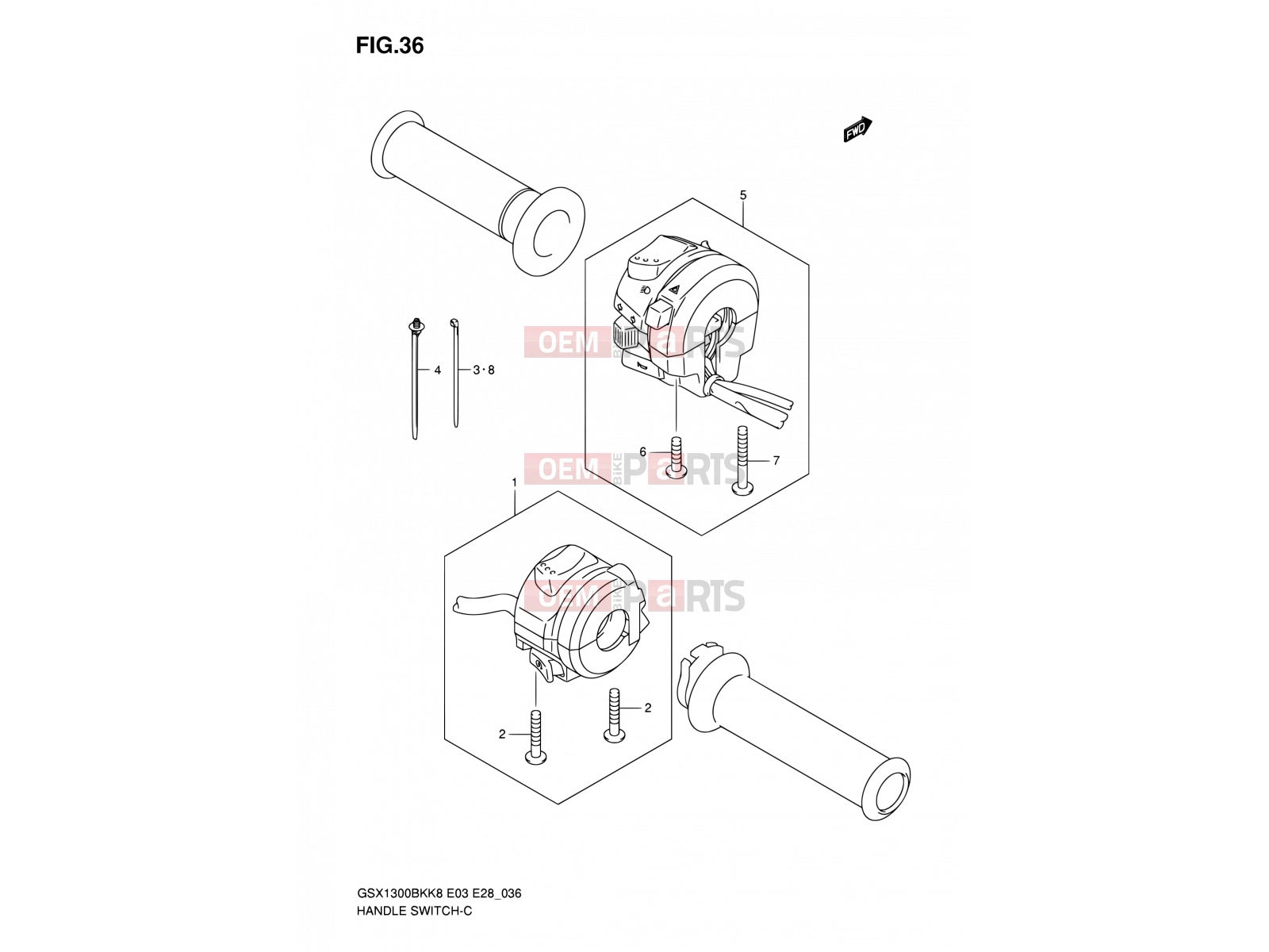 SUZUKI GSX1300BKA K9 (2009) B-King (E03,E28,E33) 36 - HANDLE SWITCH