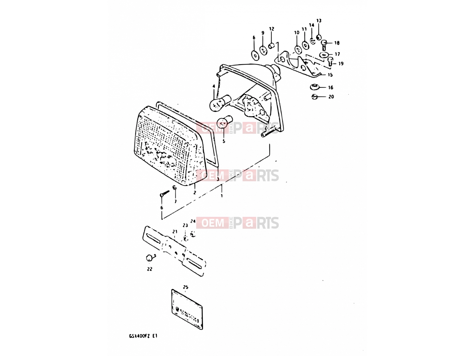 SUZUKI GSX400F X (1999) 32 - REAR COMBINATION LAMP (E02, E04, E15, E21)