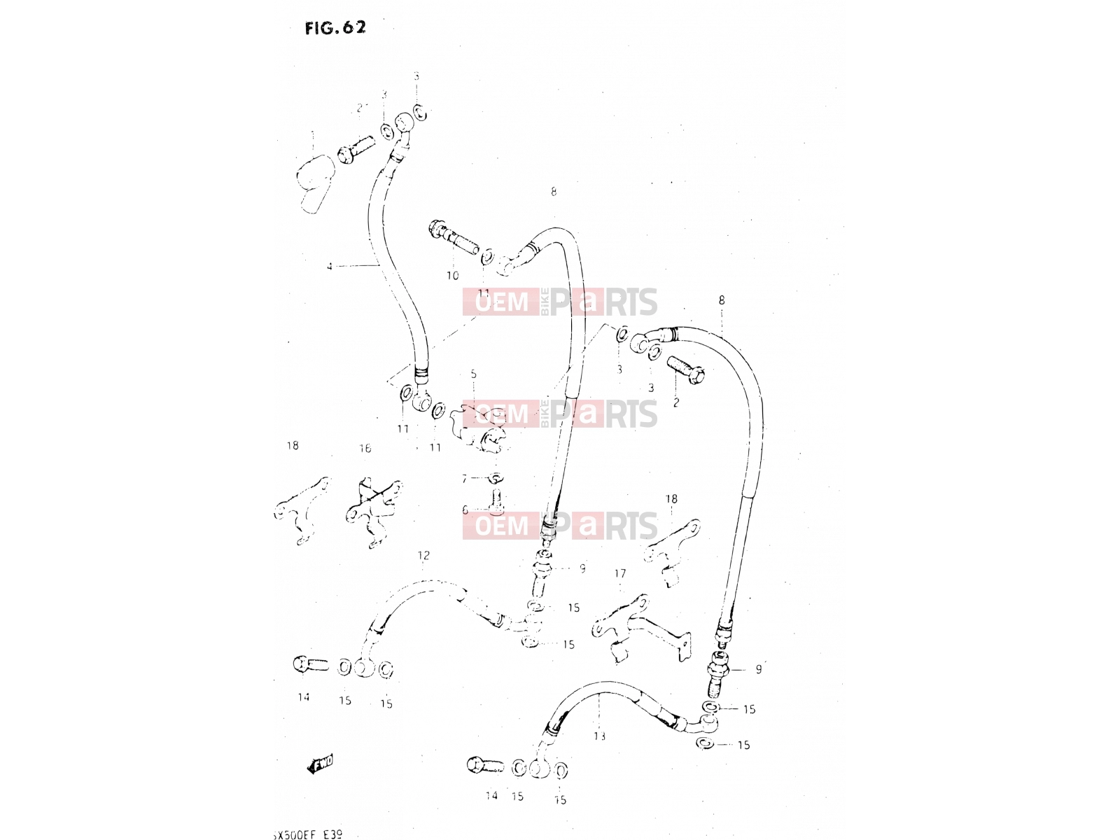 SUZUKI GSX500E E (1984) 62 - FRONT BRAKE HOSE (MODEL E)
