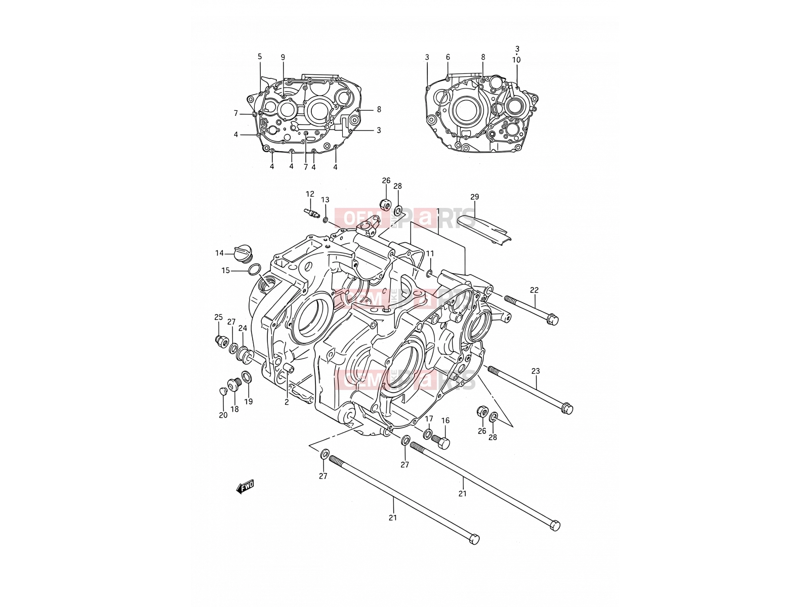 SUZUKI LS650 M (1991) Savage (E03,E28,E33) 3 - CRANKCASE
