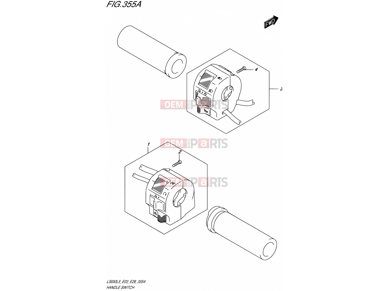 SUZUKI LS650 L5 (2015) Savage (E03,E28,E33) 355A - HANDLE SWITCH