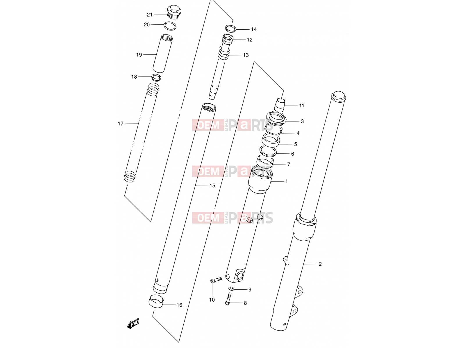 SUZUKI LS650P V (1997) Savage (E03,E28,E33) 41 - FRONT DAMPER