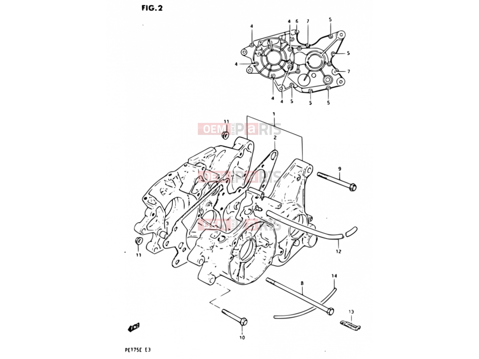 SUZUKI PE175 E (1984) 2 - CRANKCASE