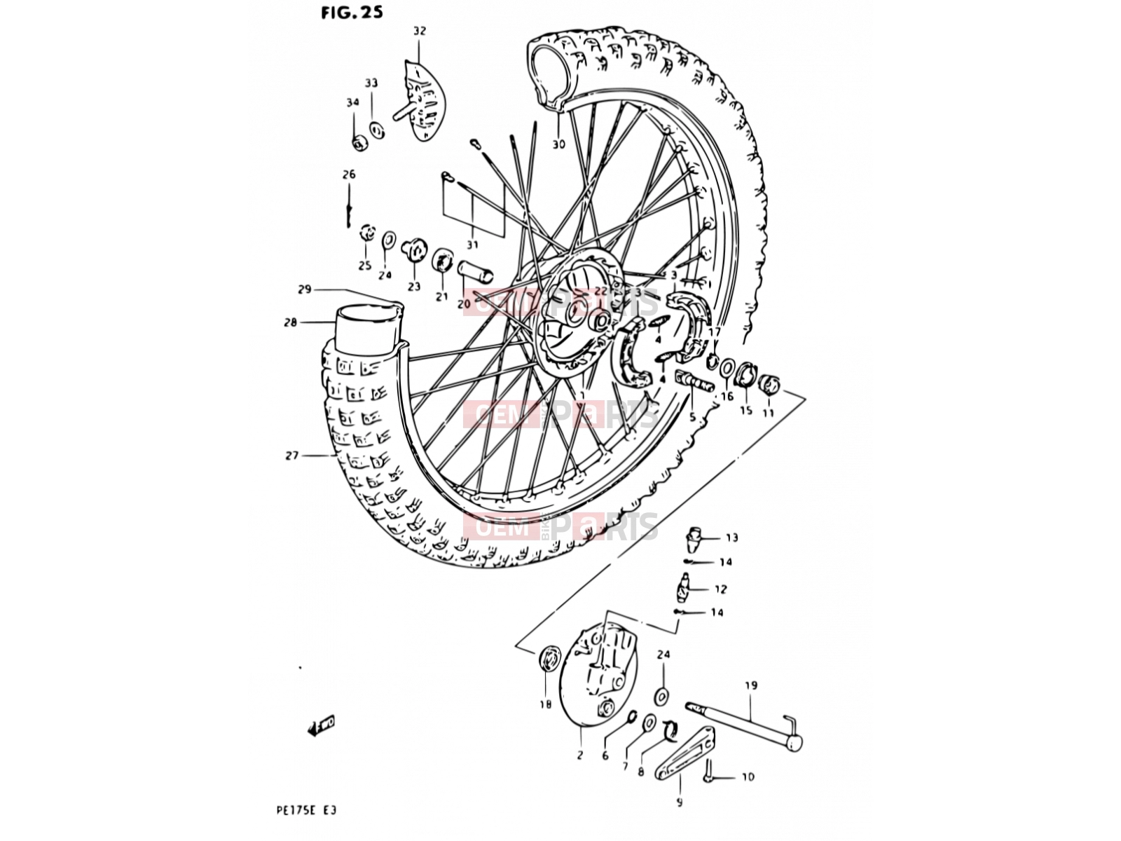 SUZUKI PE175 E (1984) 25 - FRONT WHEEL