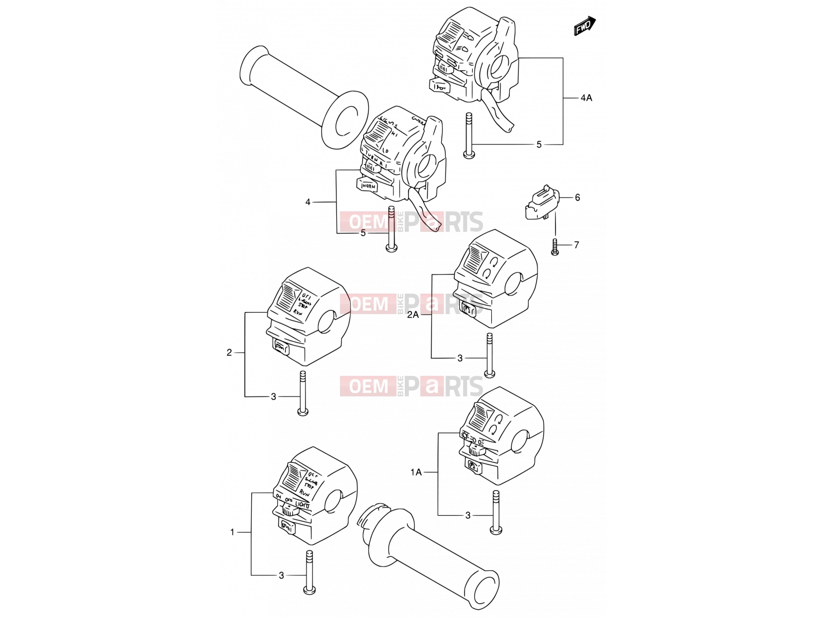 SUZUKI RF900R R (1994) (E02,E04,E18,E22,E24,E25,E34,E39) 33 - HANDLE SWITCH