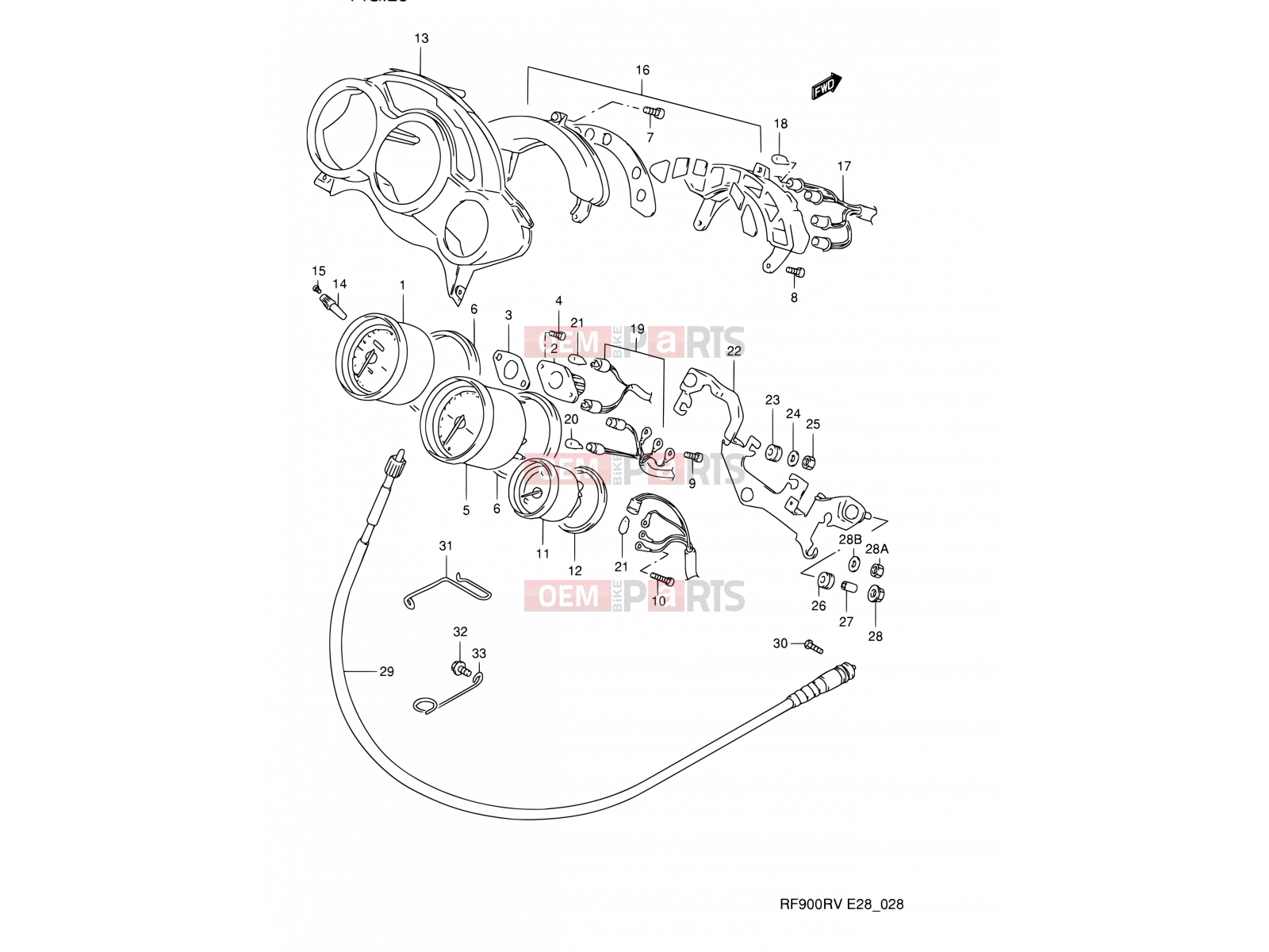SUZUKI RF900RZ S (1995) (E03,E28,E33) 28 - SPEEDOMETER