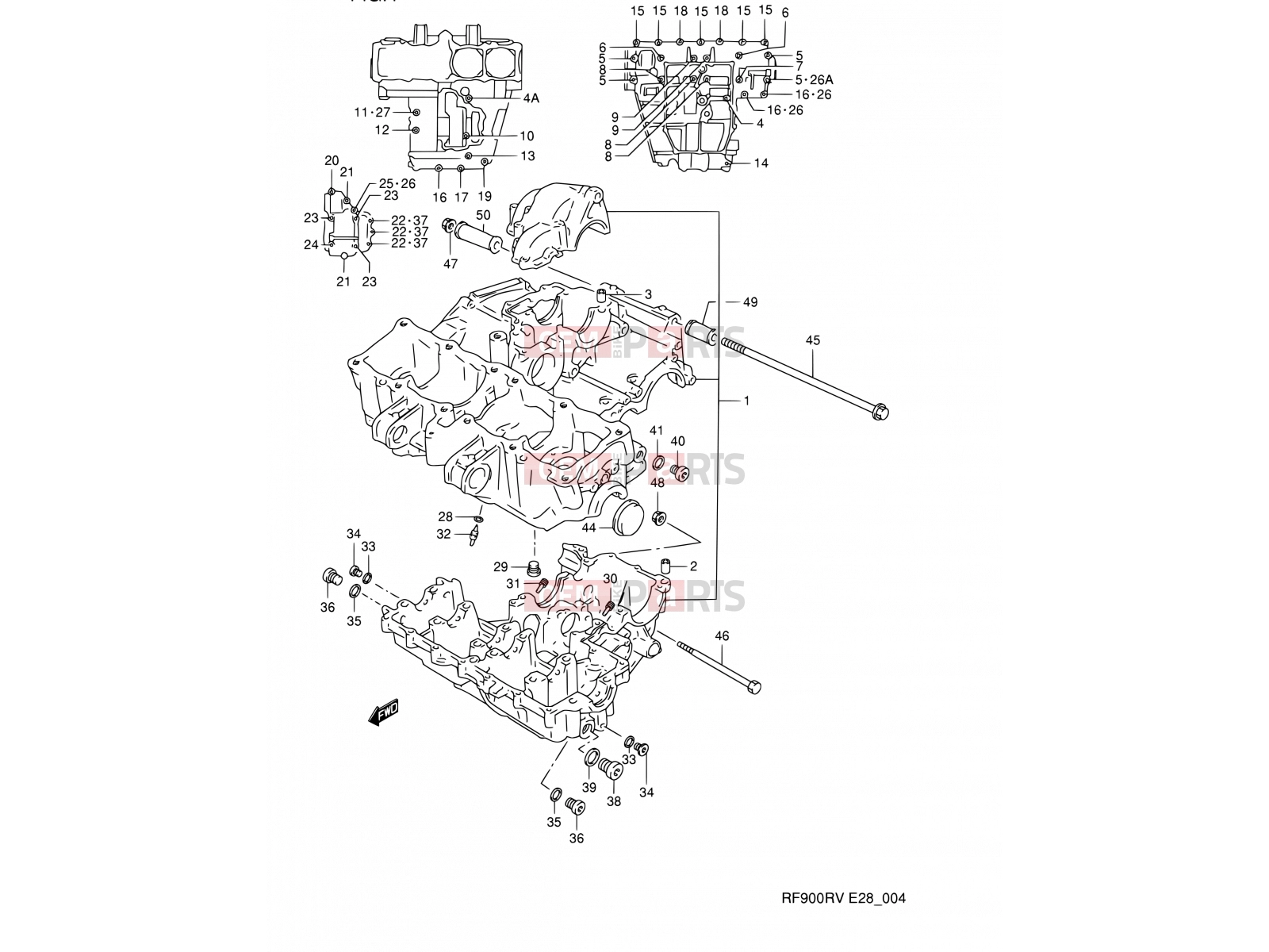 SUZUKI RF900R T (1996) (E03,E28,E33) 4 - CRANKCASE