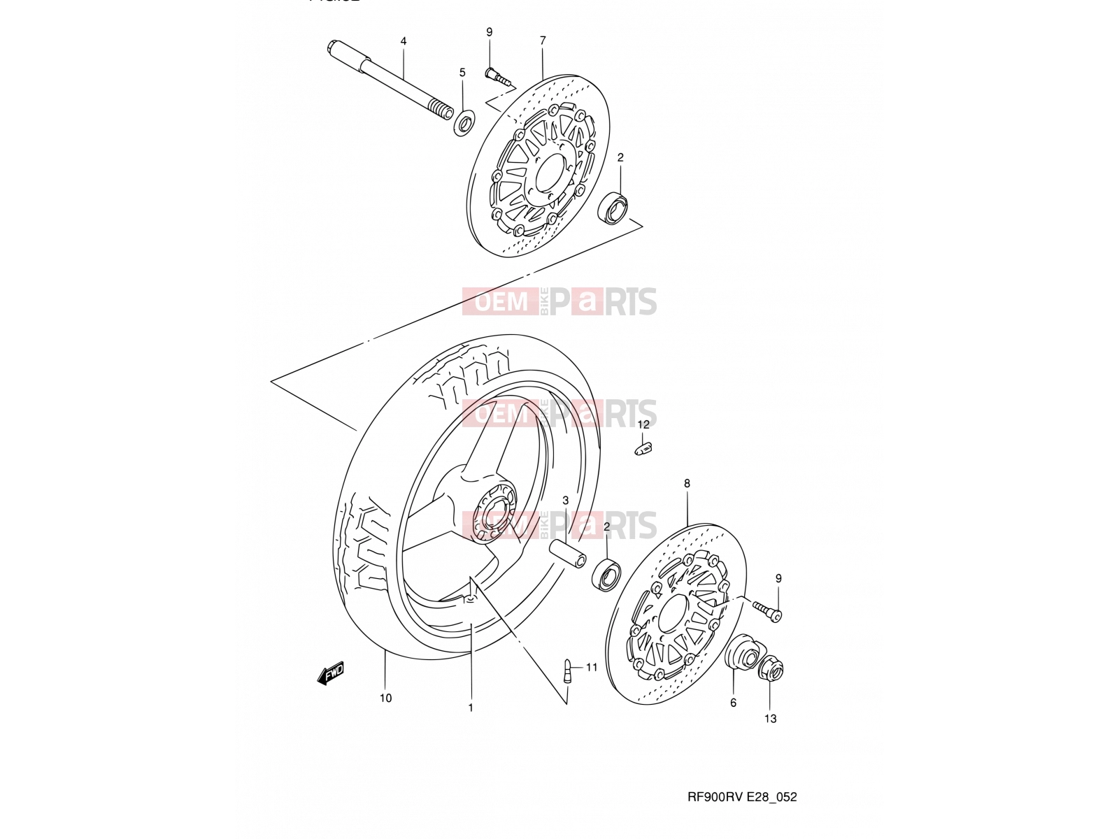 SUZUKI RF900R T (1996) (E03,E28,E33) 52 - FRONT WHEEL