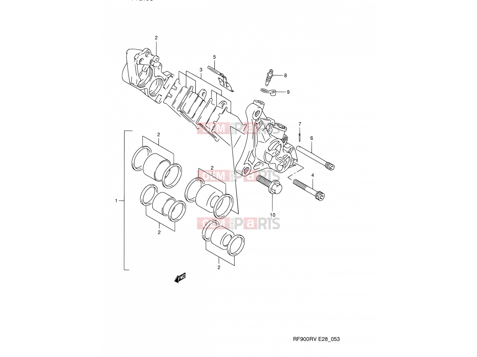 SUZUKI RF900R T (1996) (E03,E28,E33) 53 - FRONT CALIPERS