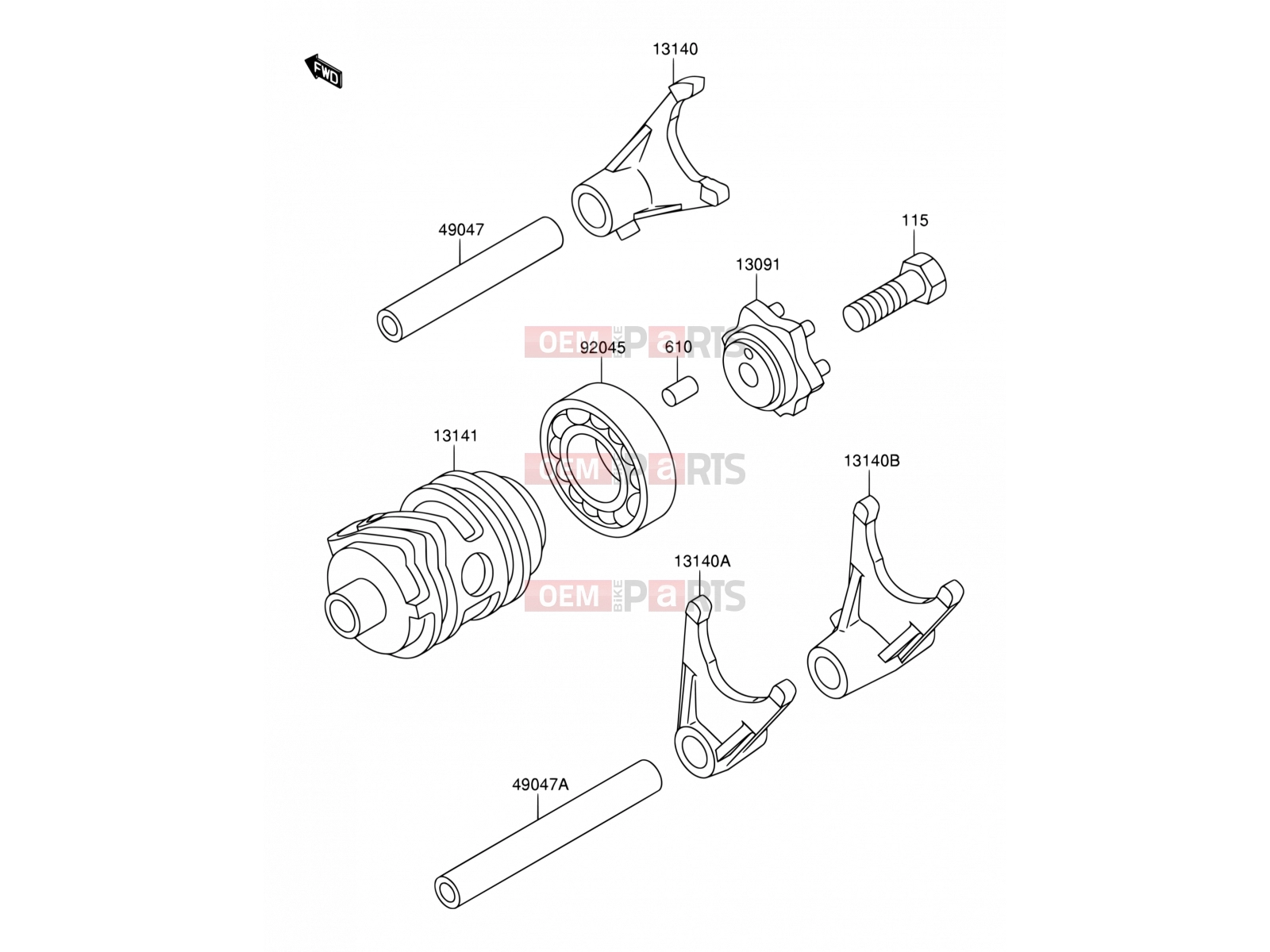 SUZUKI RM100 K3 (2003) (E21) 8 - GEAR CHANGE DRUM/SHIFT FORK