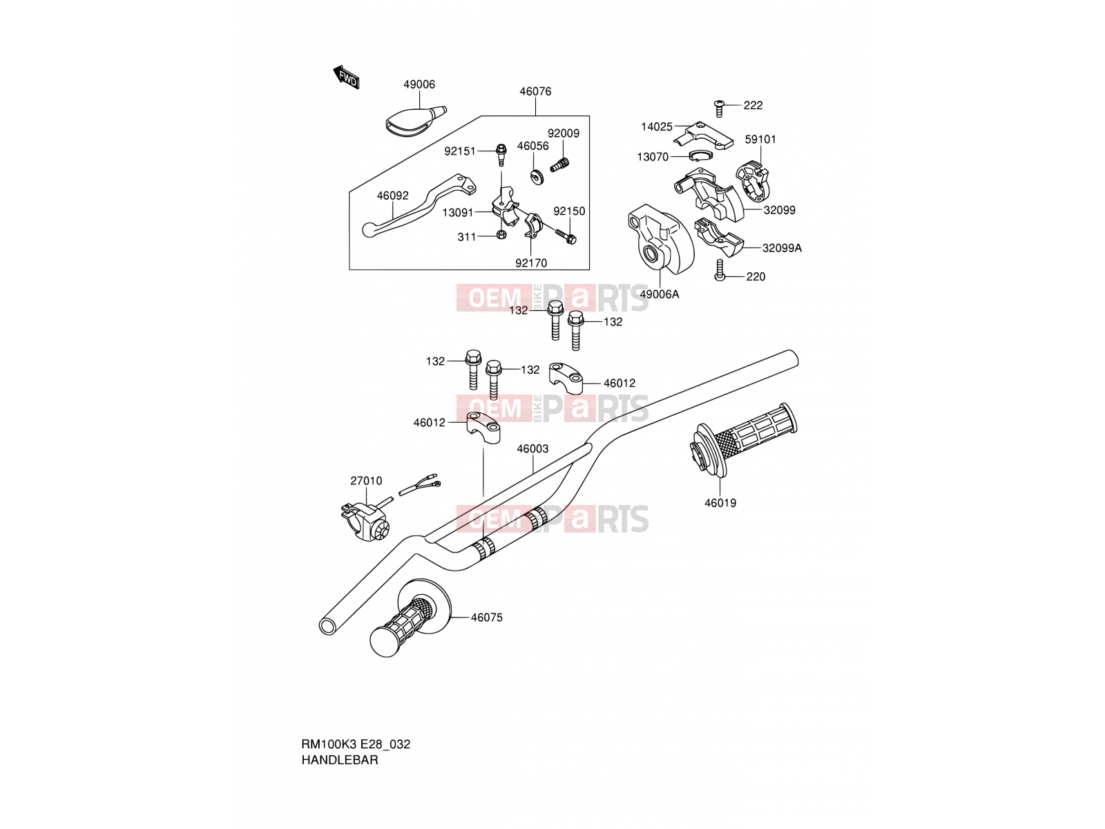 SUZUKI RM100 K3 (2003) (E28) 32 - HANDLEBAR