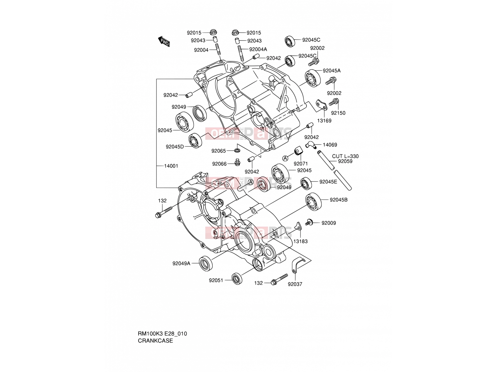 SUZUKI RM100 K4 (2004) (E28) 10 - CRANKCASE