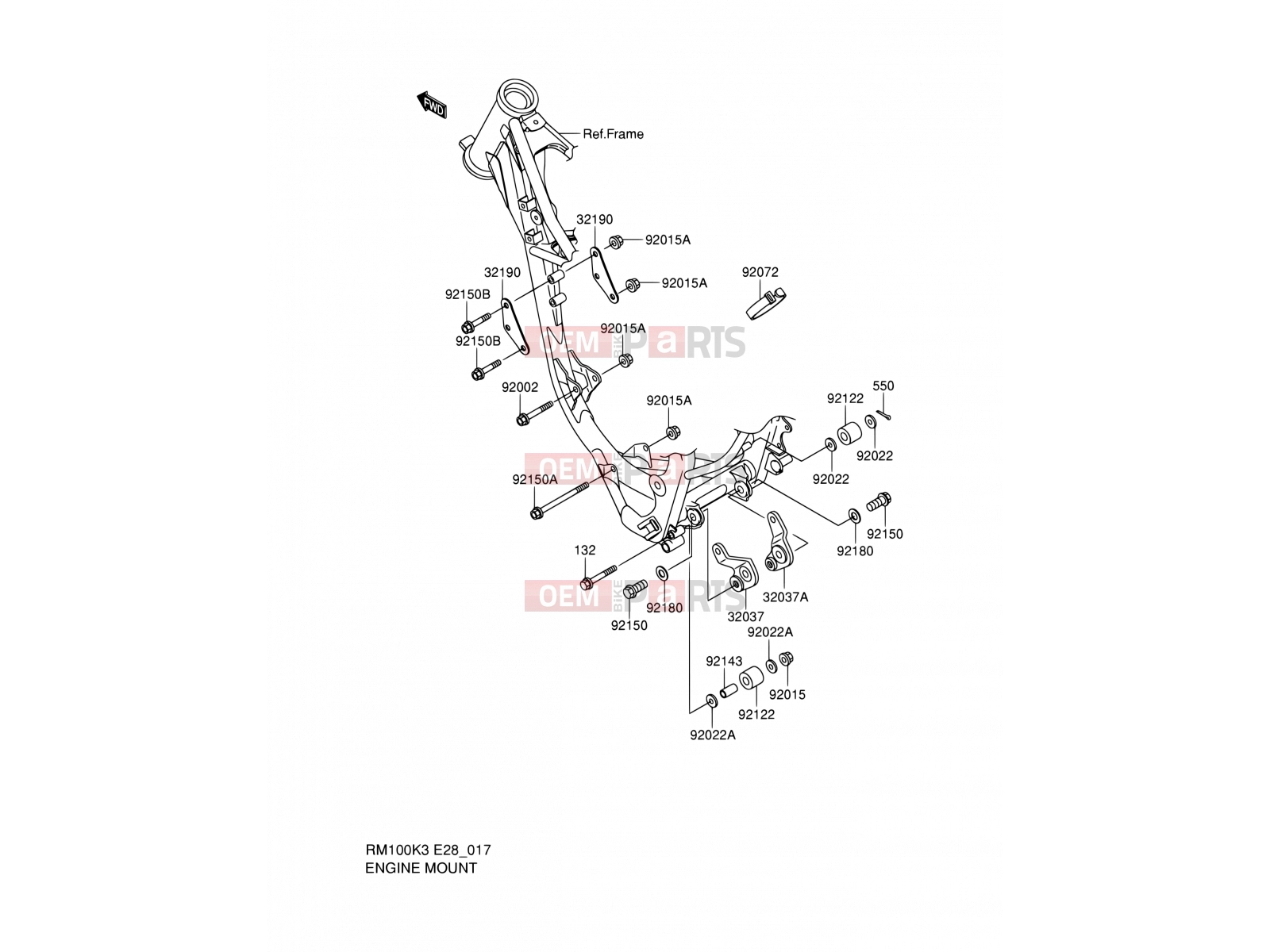 SUZUKI RM100 K4 (2004) (E28) 17 - ENGINE MOUNT