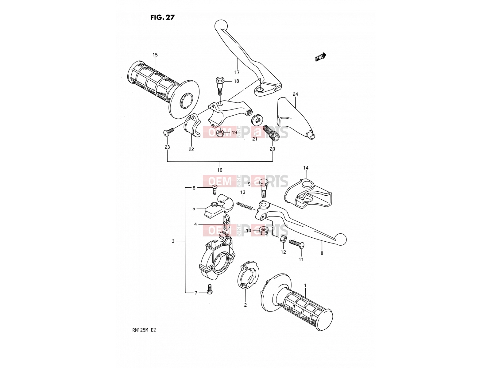 SUZUKI RM125 K (1989) (E02,E04,E24) 27 - HANDLE SWITCH