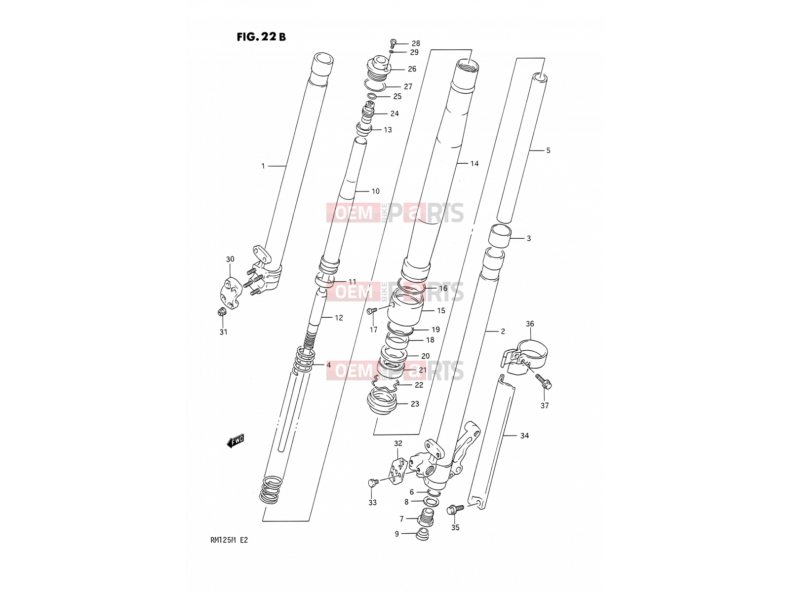 SUZUKI RM125 M (1991) (E02,E04,E24) 22B - FRONT DAMPER (MODEL M)