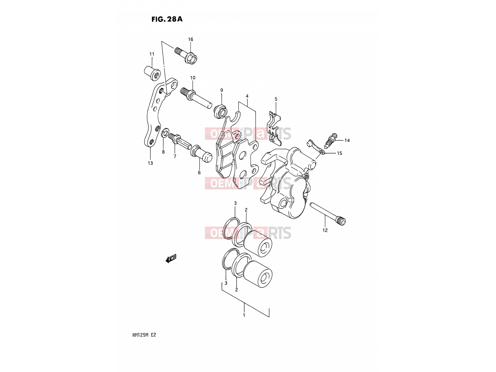 SUZUKI RM125 M (1991) (E02,E04,E24) 28A - FRONT CALIPER (MODEL M)