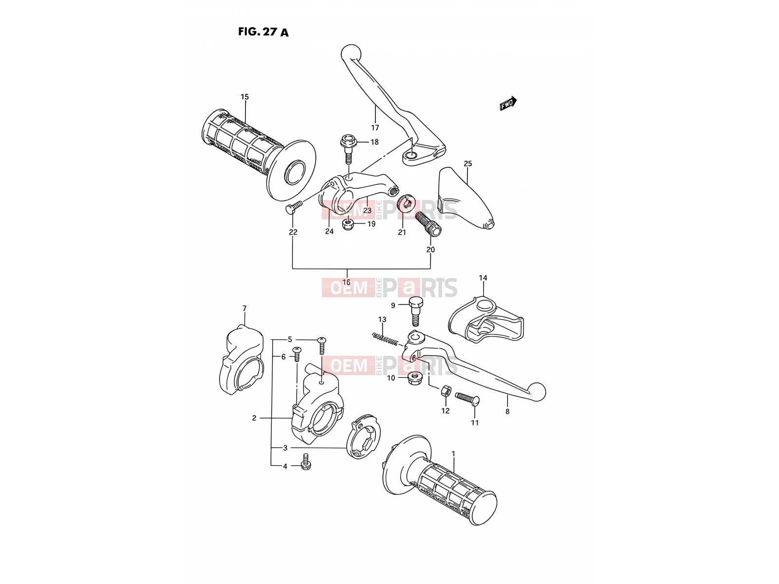 SUZUKI RM125 S (1995) (E02,E04,E24) 27A - HANDLE SWITCH (MODEL S)
