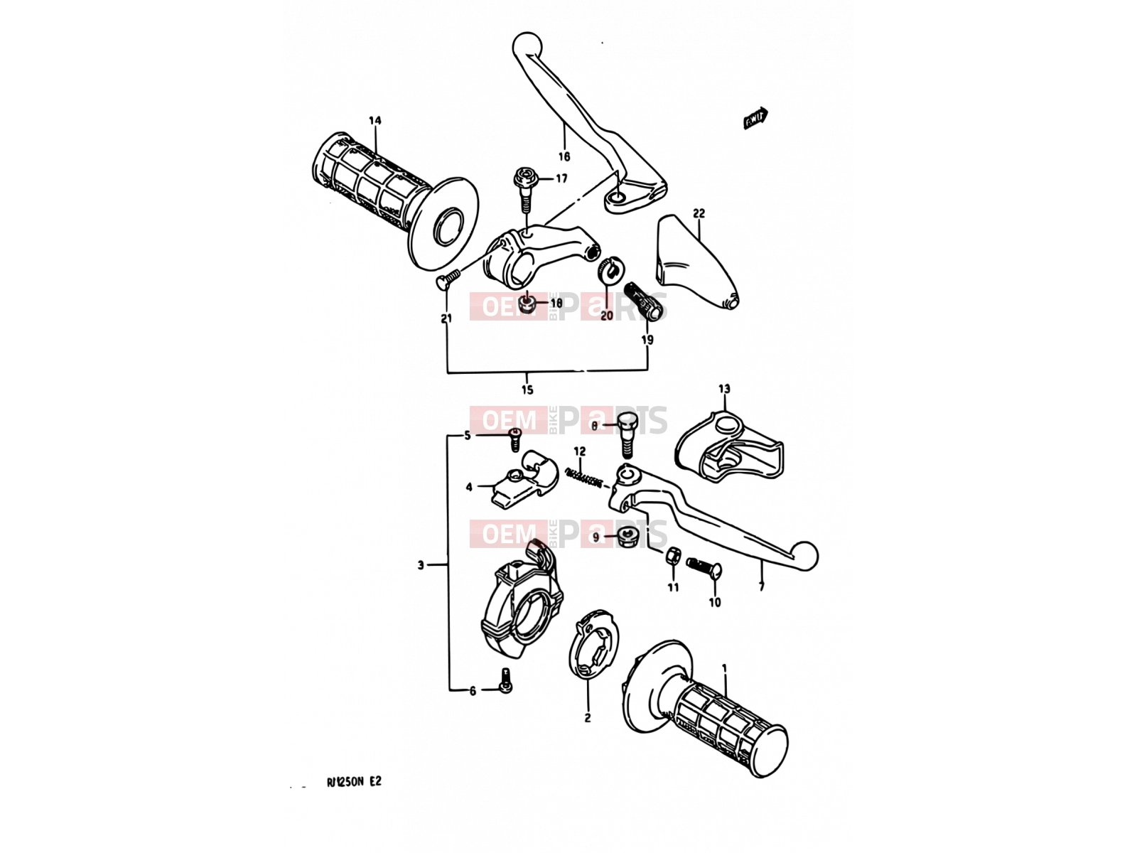SUZUKI RM250 N (1992) (E02,E04,E24) 27A - HANDLE SWITCH (MODEL N)