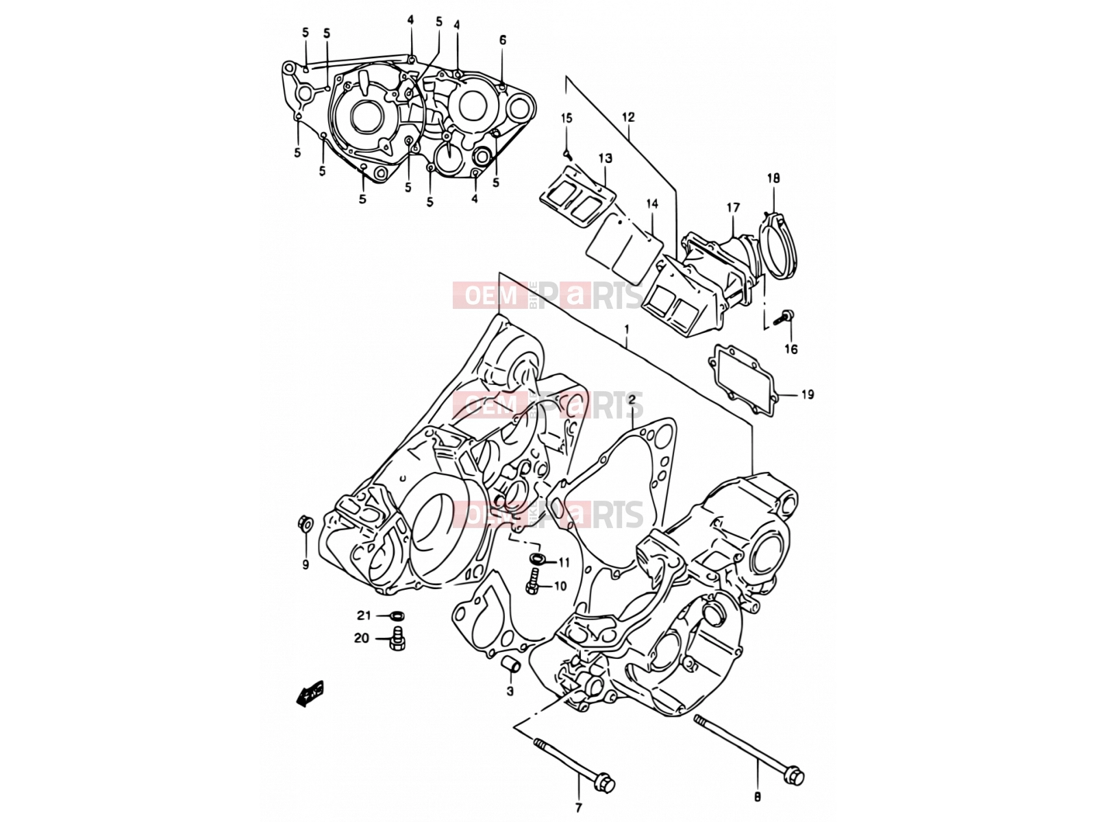 SUZUKI RM250 V (1997) (E02,E04,E24) 3 - CRANKCASE