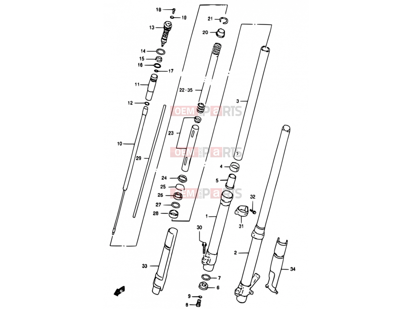 SUZUKI RM250 V (1997) (E02,E04,E24) 28A - FRONT DAMPER (MODEL V)