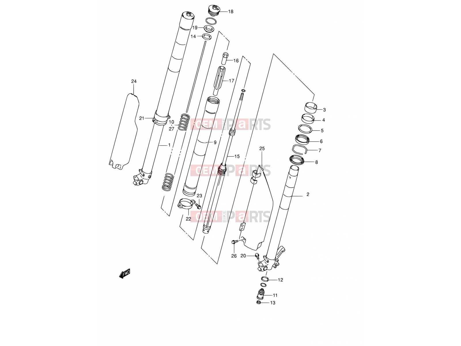 SUZUKI RM250 K2 (2002) (E02,E04,E24) 28A - FRONT DAMPER (MODEL K2)