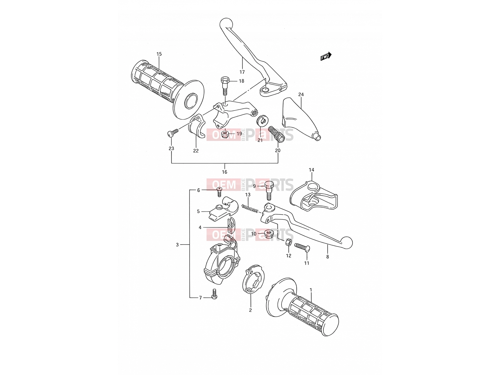 SUZUKI RM250 K (1989) (E03,E28,E33) 27 - HANDLE SWITCH (MODEL K/L/M)