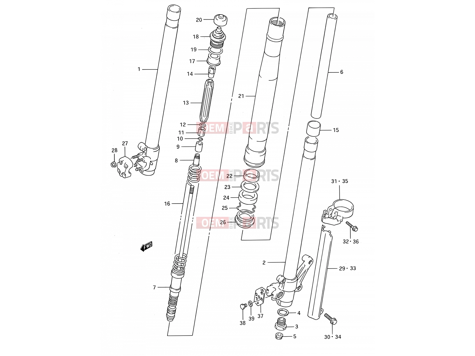 SUZUKI RM250 M (1991) (E03,E28,E33) 22 - FRONT DAMPER (MODEL K)
